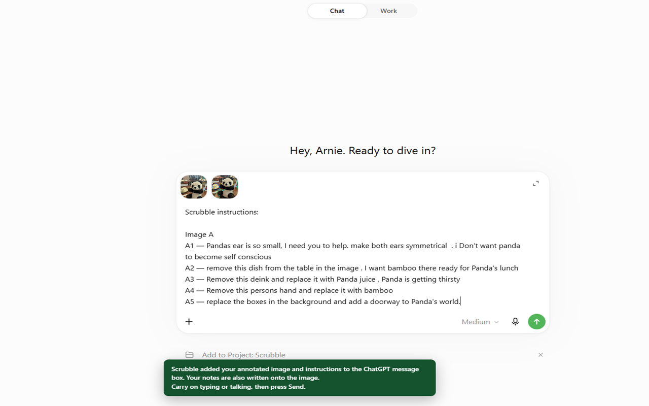 Press Done and the annotated image plus matching notes go back into the chat.
